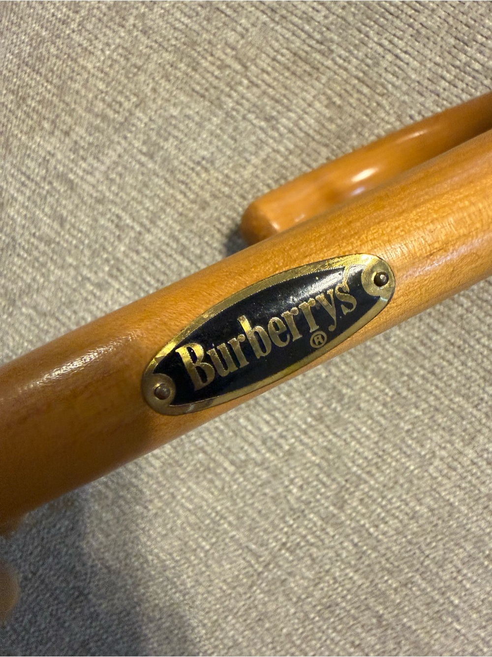 Vintage Burberrys Nova Check Walking Stick Umbrella with Wood Handle - Picture 4 of 12